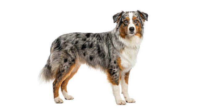 Australian shepherd dog blue merle purebred isolated on transparent background
