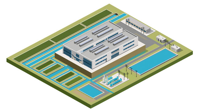 Flood resilient data center protected by wetlands and berms