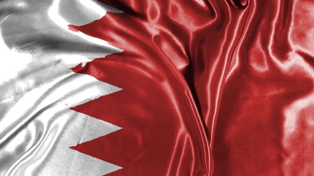 Flag of Bahrain, close-up, detailed fabric texture, national symbol