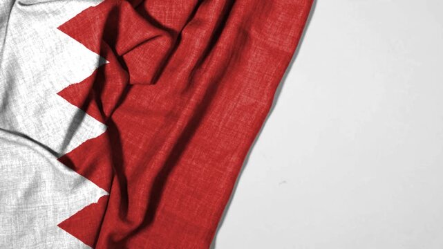 Flag of Bahrain, close-up, detailed fabric texture, national symbol