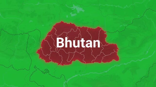 Geopolitical map of bhutan highlighting country borders a digital illustration featuring