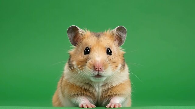 Hamster Peeking on a Green Screen Background