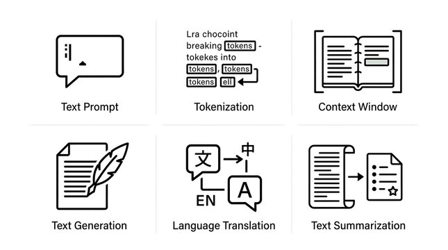 AI and Natural Language Processing Linear Icon Set