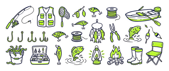 Fishing Gear and Outdoor Activities Collection © siti