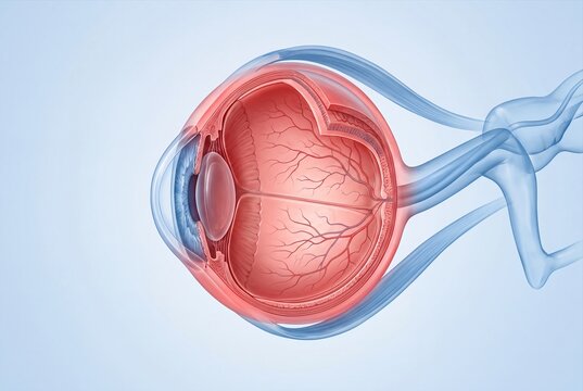 Human eye cross section anatomy illustration showing cornea lens retina and optic nerve structure