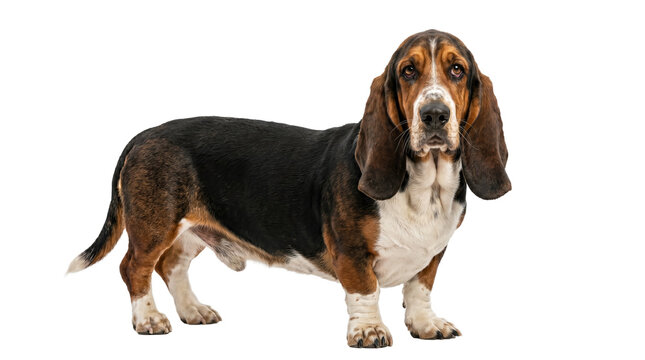 Basset hound dog purebred droopy ears isolated on transparent background