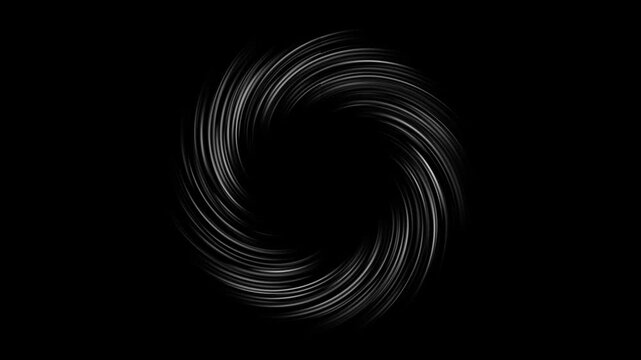 Neon circular energy swirl with radiant white spiral light, dynamic particle explosion, glowing vortex animation, seamless on black screen backgroun 4k for futuristic motion graphics.