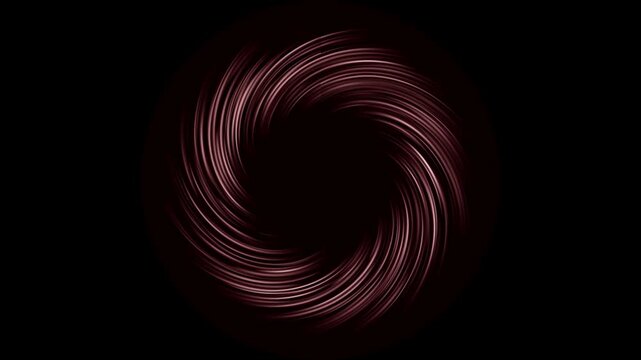 Abstract energy hole with brilliant spiral vortex, red glowing neon circle, dynamic particle trails, rotating radial motion, seamless 4K animation with black screen background for creative overlays.