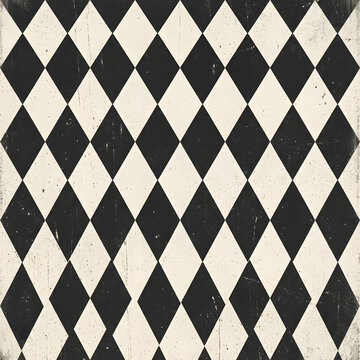 Black and white diamond pattern with vintage texture