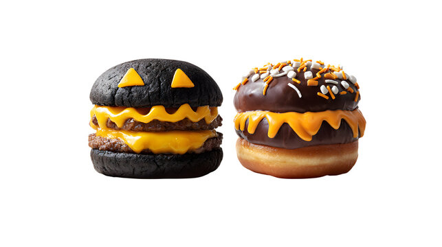 Halloween spooky burger and donut duo