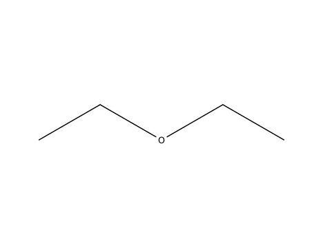 Diethyl ether (C4H10O), organic chemistry molecular structure, black skeletal formula transparent