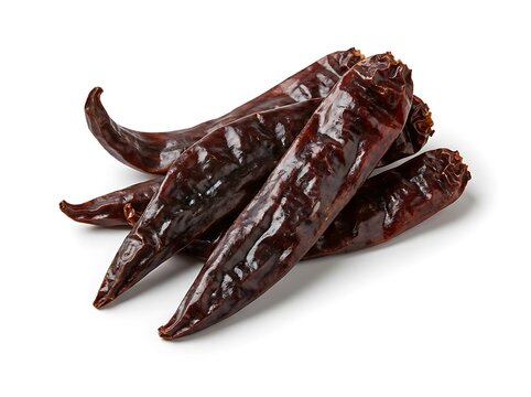 Fresh chile pasilla on a clean white background