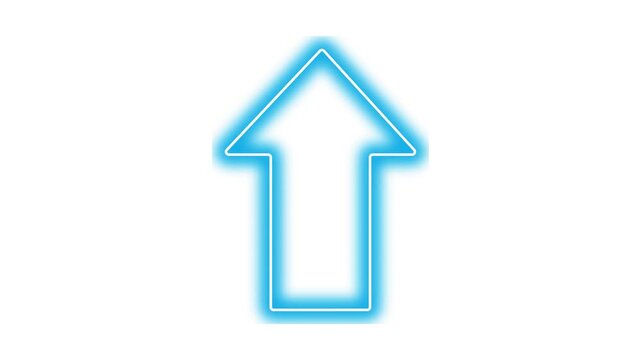 Animated Blue Neon Up Arrow on Black Background, Glowing Direction Pointer Motion Graphic Loop