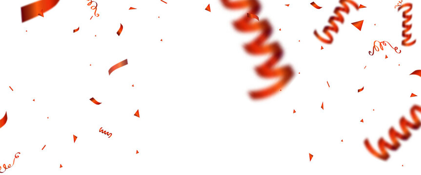 Red and Gold Confetti and Ribbon Background PNG with Transparent Background for Celebration, Holiday, Party, Luxury Decoration