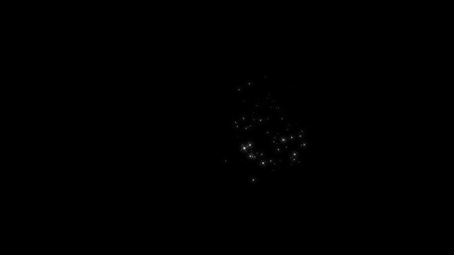 Luxury glitter sparkle line animation on black background, white fairy dust wand trail, 2d twinkling cartoon doodle stars, glowing shimmer particles, elegant starlight transition effect, overlay, 4k