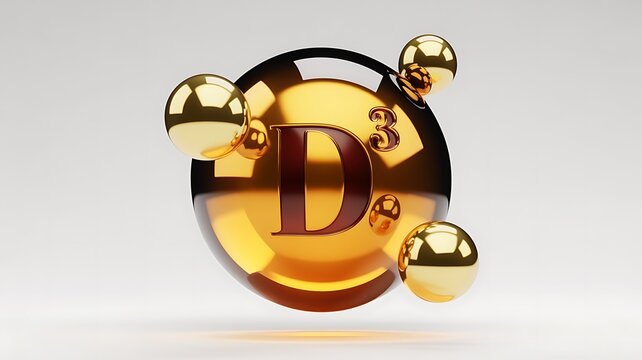 Golden vitamin d3 capsule medical symbol