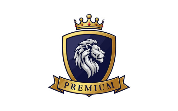 Premium Lion Shield Crest Logo Design