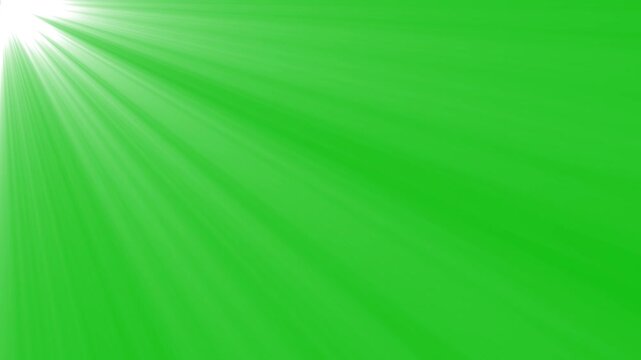 Top Left Corner Bright Spotlight Light Rays Effect Loop Isolated Green Screen Background Motion Graphic Video