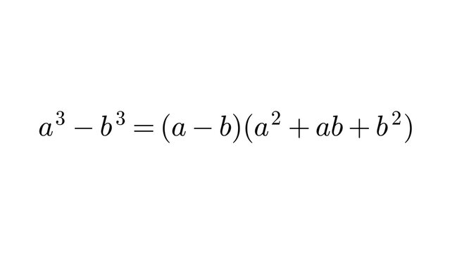 Difference Of Cubes, algebra formula overlay, black transparent 4K