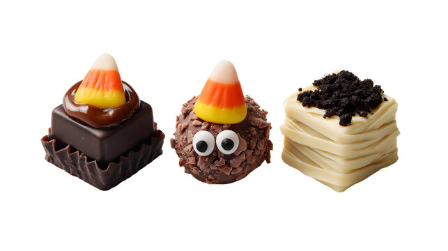 Halloween chocolates with candy corn and eyes
