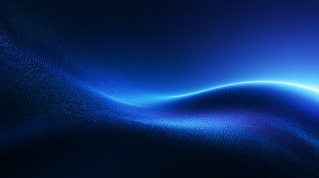 Abstract Blue Digital Data Wave Futuristic Technology Background