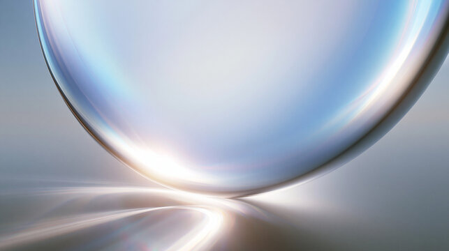Futuristic Abstract Glass Sphere with Bright Reflection Background