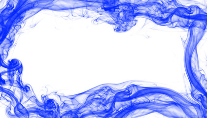 Abstract blue smoke frame isolated on transparent background © MDABUL