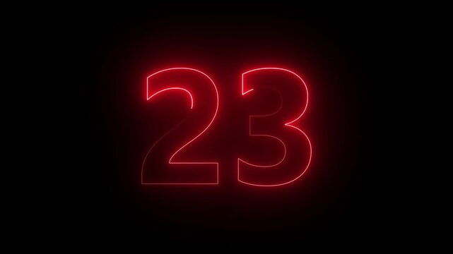 Glowing red neon number 23 digit design on dark background twenty-three light typography sign abstract twenty-three light typography sign abstract