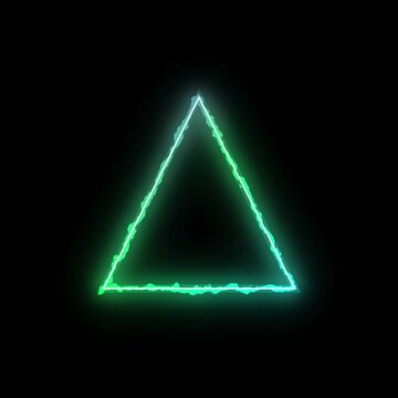 Neon glowing triangle frame with vibrant gradient colors