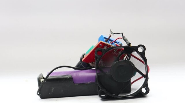 DC brushless cooling fan connected to battery and speed controller board used for cooling electronics