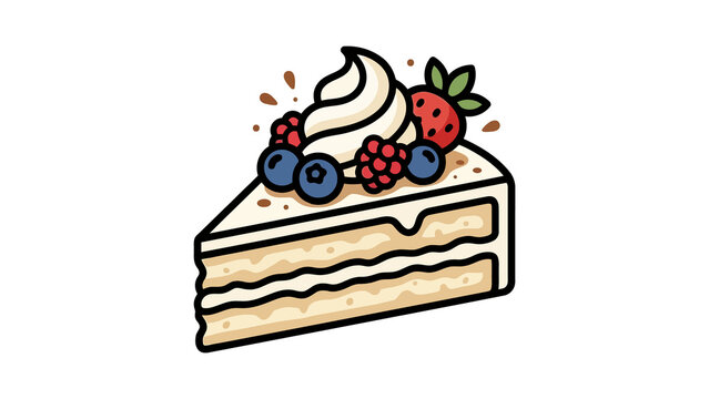 Berry Cake Slice Vector Illustration