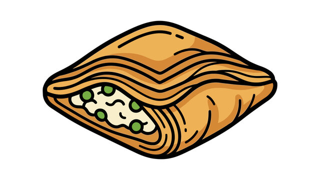 Stuffed Pastry Outline Vector Illustration