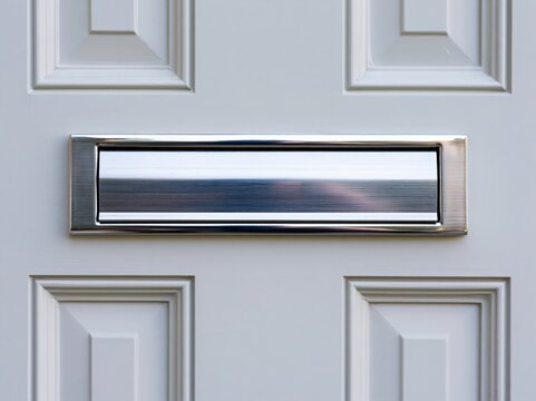 Mail slot on a painted front door in a modern home with a sleek design