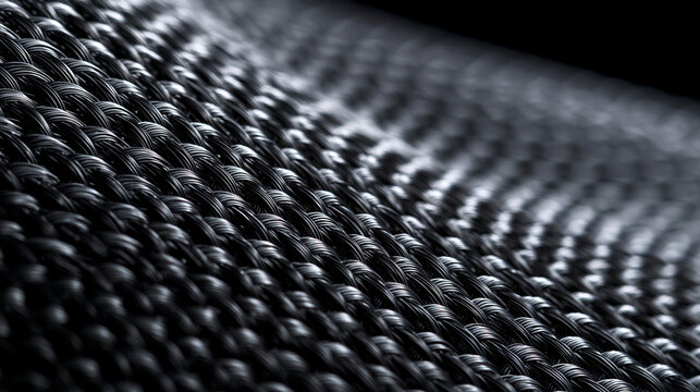Macro Close Up of Black Woven Carbon Fiber Texture