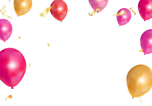 Elegant Gold and Rose Gold Balloon Celebration Card Banner Template with Luxury Party Decoration