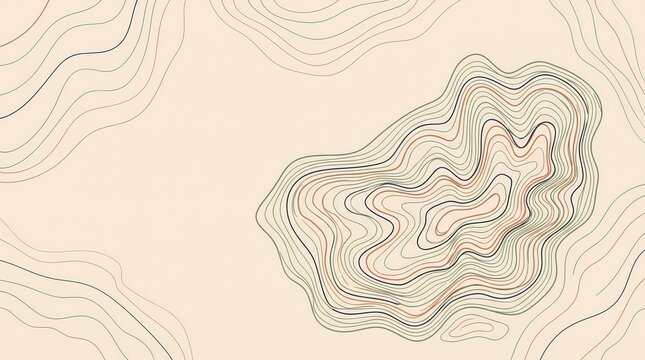 Abstract topographic contour line background with minimalist organic map pattern