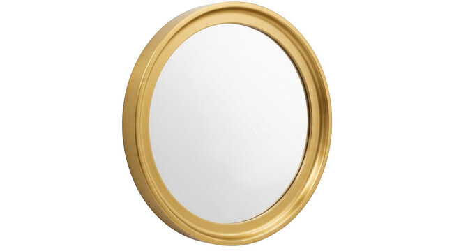 Oval mirror with ornate gold frame isolated on transparent background
