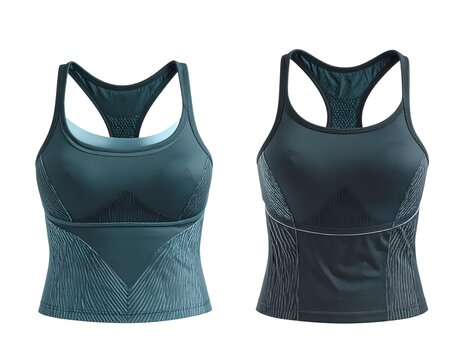 Dark teal racerback fitness tops for women.