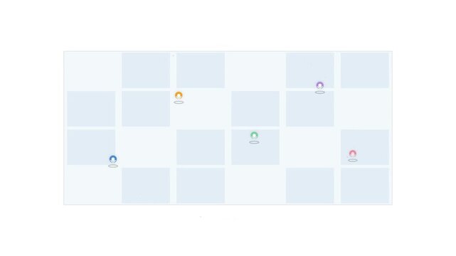 Network graph animation connecting multiple user profile icons