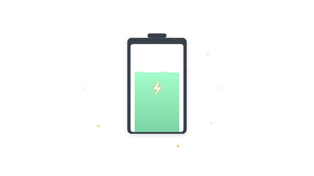 Battery charging animation from low to full capacity