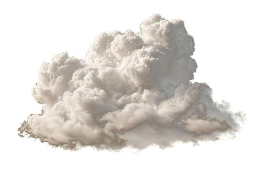 Fluffy white cumulus cloud isolated on transparent background