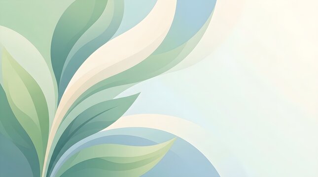 Abstract Pastel Green and Blue Organic Wave Background with Copy Space