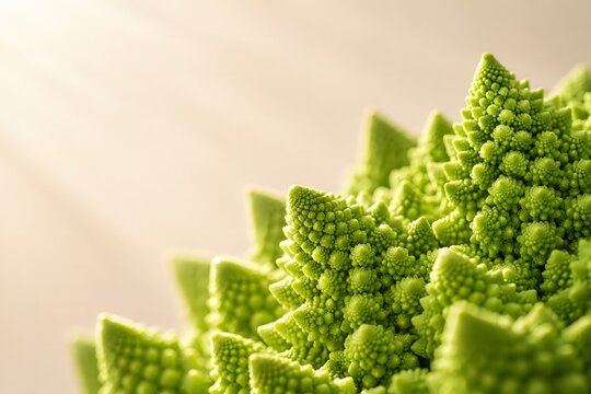 Fresh green romanesco broccoli with fractal texture