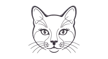 Fototapeta premium Stylized decorative line art cat face portrait with portrait illustration whiskers monochrome