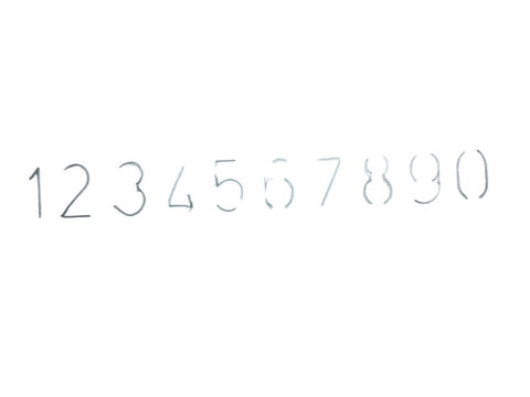 Numbers one to zero written in hand drawn style