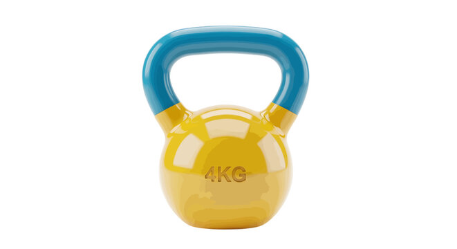 Vector illustration of yellow and blue kettlebell on a transparent background