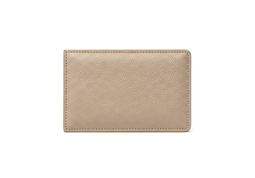 Minimalist beige leather wallet front view