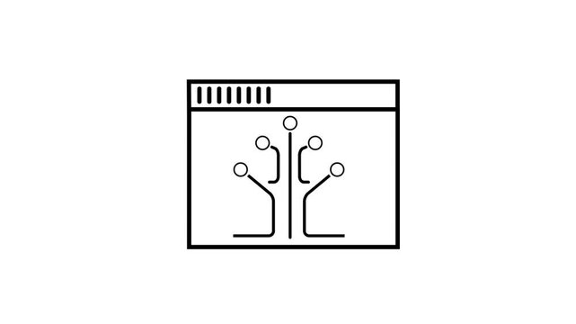 Web Browser Website Layout Icon. Animated web browser window icon representing website interface, internet page layout, and digital browsing.