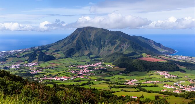 Mountain landscape Ponta Delgada island, Azores
