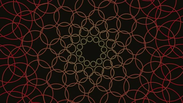 Intricate geometric pattern with interlocking circles on dark background